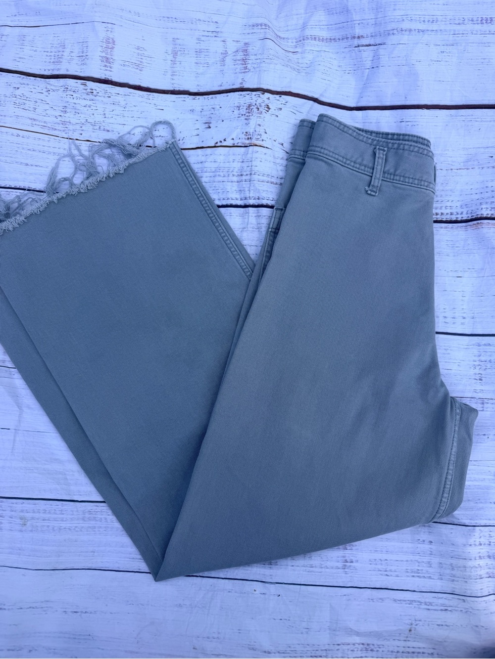 Zara Wide Leg Pants Marine Straight Women’s Green Size 6 Minimalist Chic Casual - Picture 8 of 13